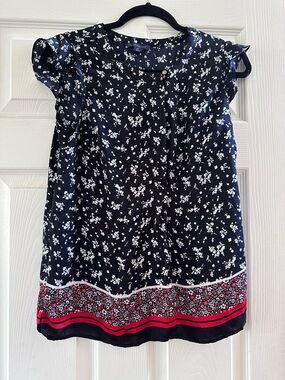 Tommy Hilfiger Navy Red and White Flowy Tank Top